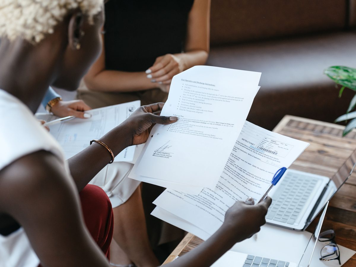 Close-up of immigration documents being reviewed
